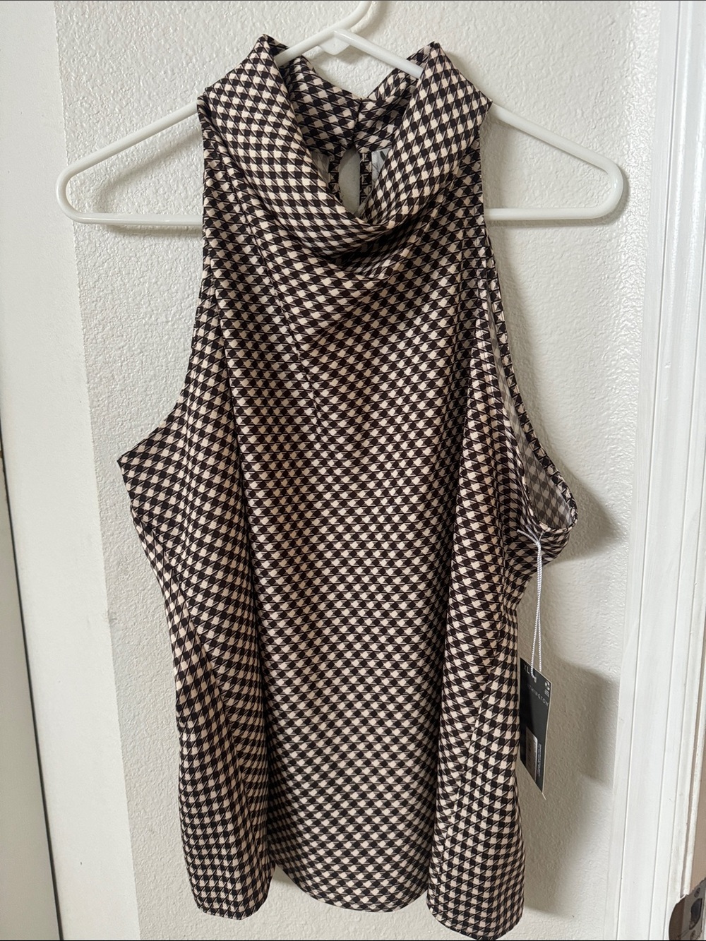 Worthington Black & Cream Houndstooth Tank Top